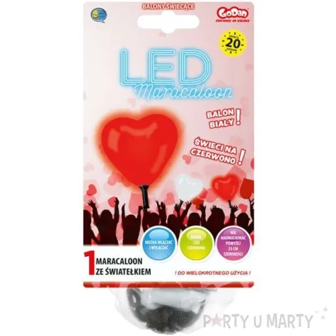 balon serce led czerwone godan 10