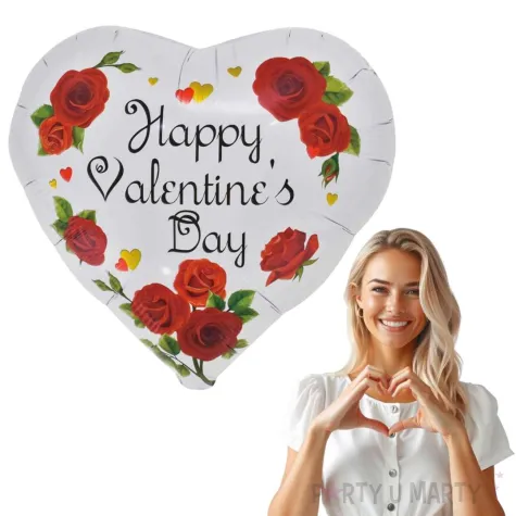 balon walentynkowy z rozami i napisem happy valentines day
