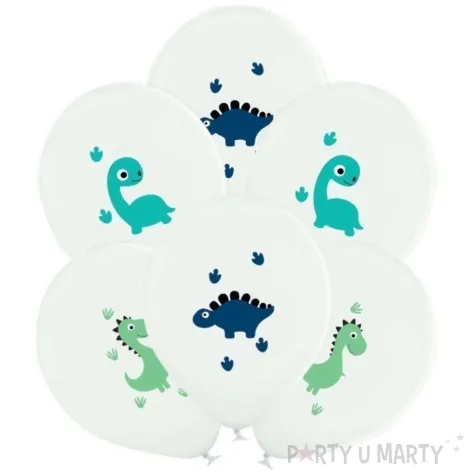 balon wesole dinozaury bialy congee 15 6 szt