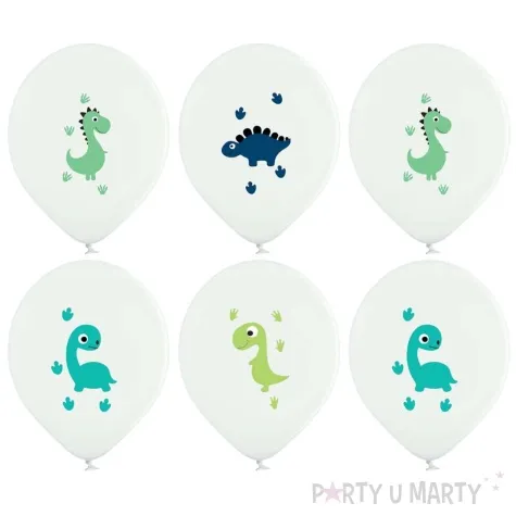 balon wesole dinozaury bialy congee 15 6 szt