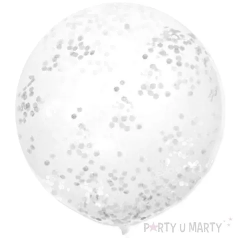 balon z konfetti gigant srebrne dekoracjepolska 36
