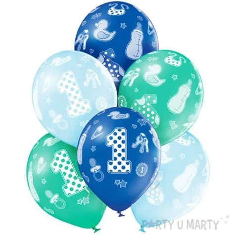 balony 1 urodziny chlopiec pastel mix belbal 12 6 szt