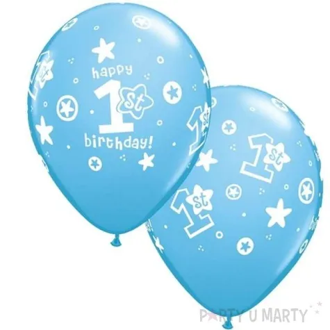 balony 1 urodziny niebieski pastel qualatex 11 25 szt
