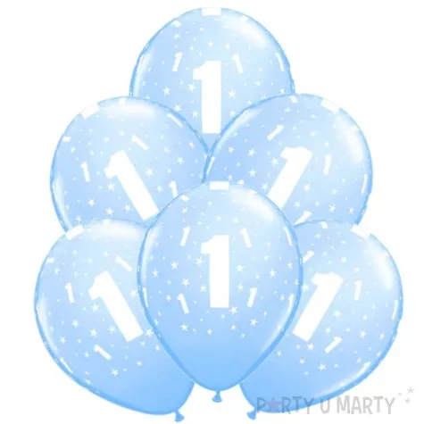 balony 1 urodziny niebieskie jasne qualatex 11 6 szt