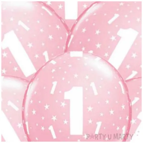 balony 1 urodziny rozowy jasny qualatex 11 6 szt