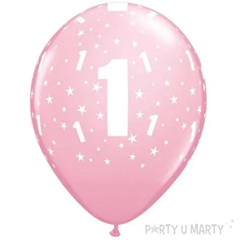 balony 1 urodziny rozowy jasny qualatex 11 6 szt