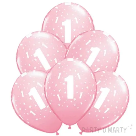 balony 1 urodziny rozowy jasny qualatex 11 6 szt