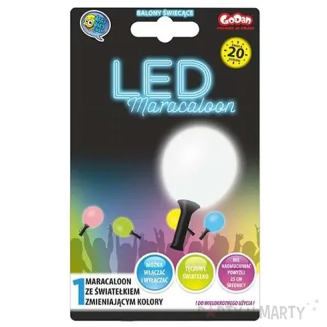 balony 10 maracaloon led z raczka zmieniajace kolory 1 szt