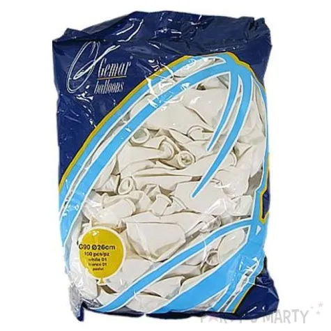 balony 10 pastel gemar white 100 szt