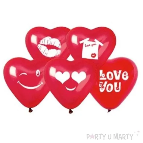 balony 10 serca gemar czerwone love mix 5 szt