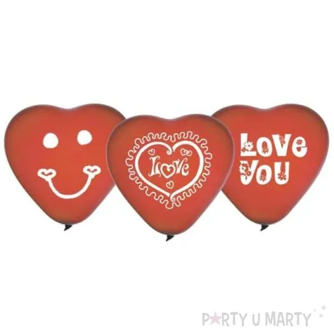balony 10 serca gemar czerwone mix 3 wzory 50 szt