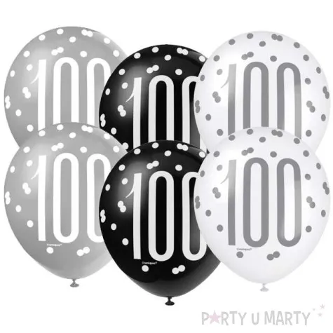 balony 100 urodziny glitz grochy pastel mix unique 12 6 szt