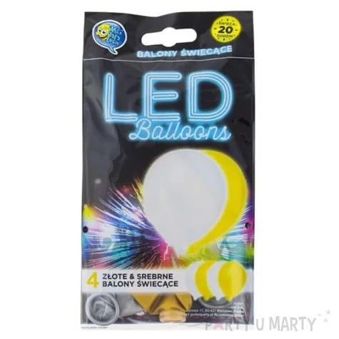 balony 11 led silver gold 4 szt