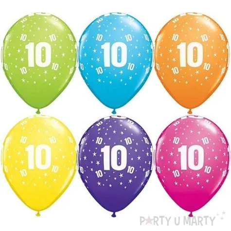 balony 11 liczba 10 qualatex pastel mix tropik 6 szt