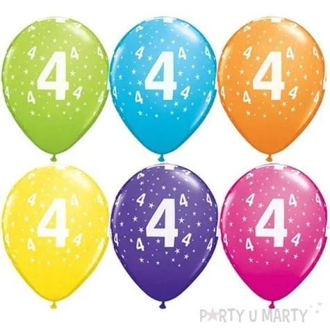 balony 11 liczba 4 qualatex pastel mix tropik 25 szt