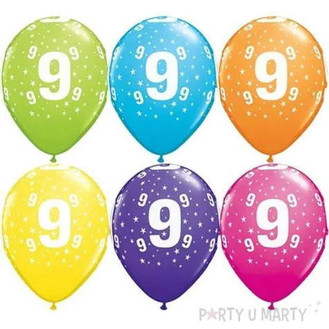 balony 11 liczba 9 qualatex pastel mix tropik 25 szt