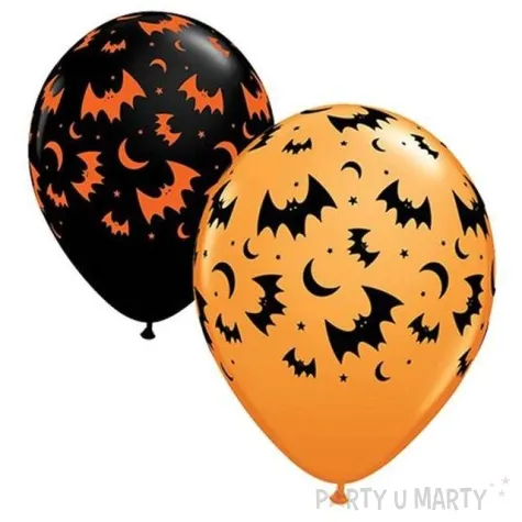balony 11 nietoperze i ksiezyc czarny i pomaranczowy 6 szt