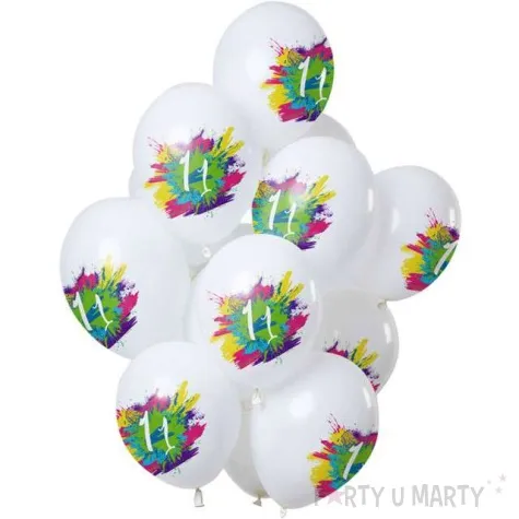 balony 11 urodziny color splash bialy folat 12 12 szt