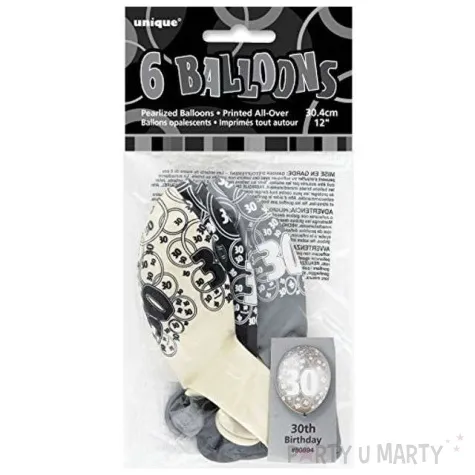 balony 12 30 silver unique pastel mix 6 szt