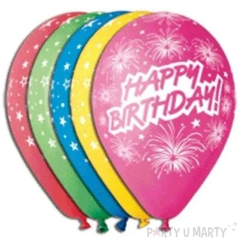 balony 12 happy birthday fajerwerki gemar mix 5 szt