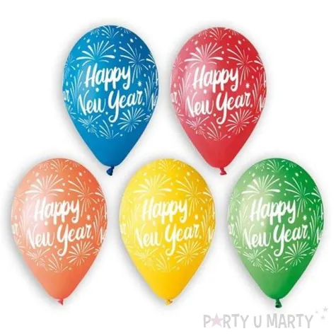 balony 12 happy new year gemar mix 5 szt