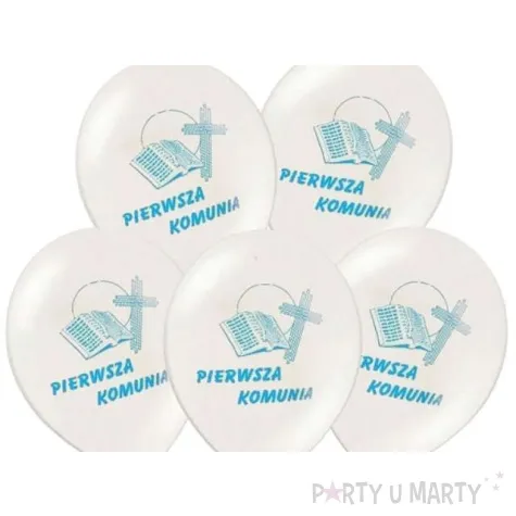 balony 12 i komunia sw belbal white blue 6 szt