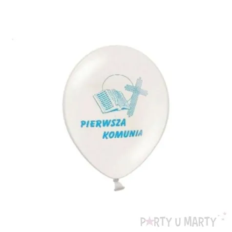 balony 12 i komunia sw belbal white blue 6 szt