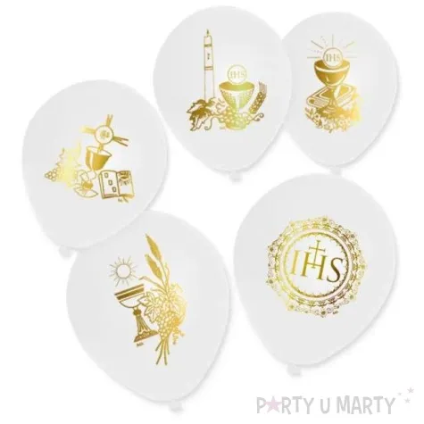 balony 12 i komunia sw belbal white gold 5 szt