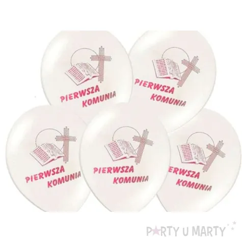 balony 12 i komunia sw belbal white pink 1 szt