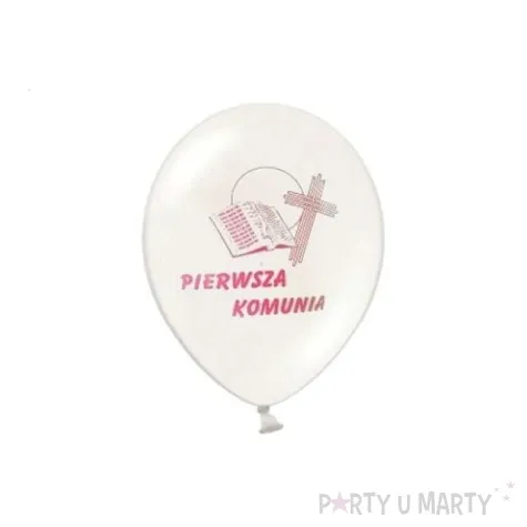 balony 12 i komunia sw belbal white pink 6 szt