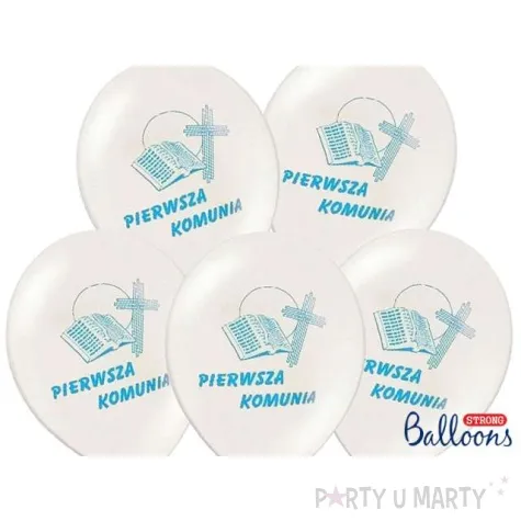 balony 12 i komunia sw strong white blue 6 szt