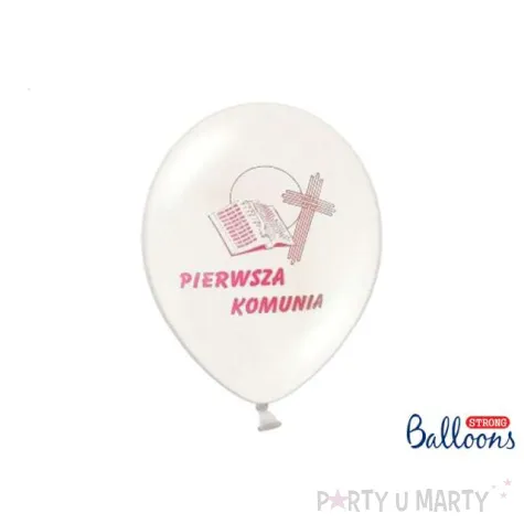 balony 12 i komunia sw strong white pink 6 szt