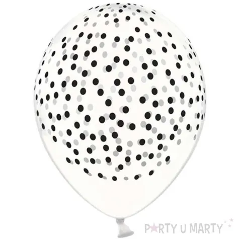 balony 12 kropki czarne strong crystal clear 50 szt
