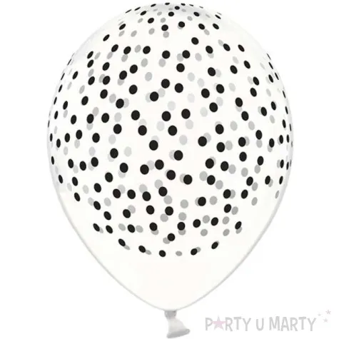 balony 12 kropki czarne strong crystal clear 6 szt