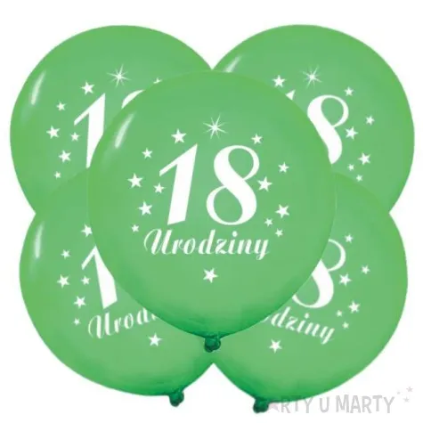 balony 12 liczba 18 urodziny zielone 5 szt
