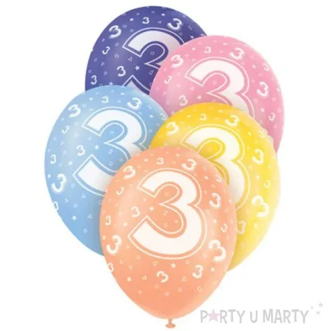 balony 12 liczba 3 mix 5 szt