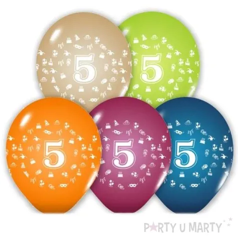 balony 12 liczba 5 belbal pastel mix 5 szt