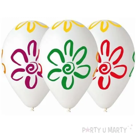 balony 12 malowane kwiaty gemar mix 5 szt