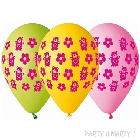 balony 12 misie i kwiaty gemar mix 5 szt