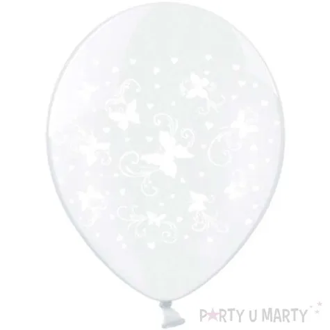 balony 12 motylki biale strong crystal clear 50 szt