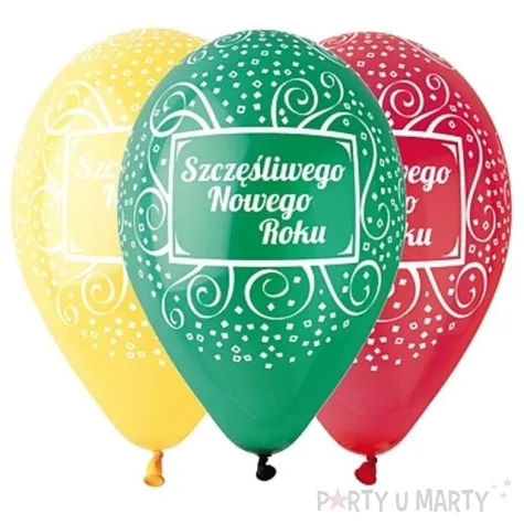 balony 12 szczesliwego nowego roku gemar mix 5 szt