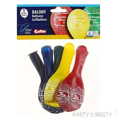 balony 12 szczesliwego nowego roku gemar mix 5 szt