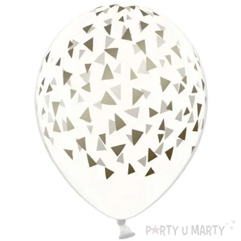 balony 12 trojkaty zlote strong crystal clear 6 szt