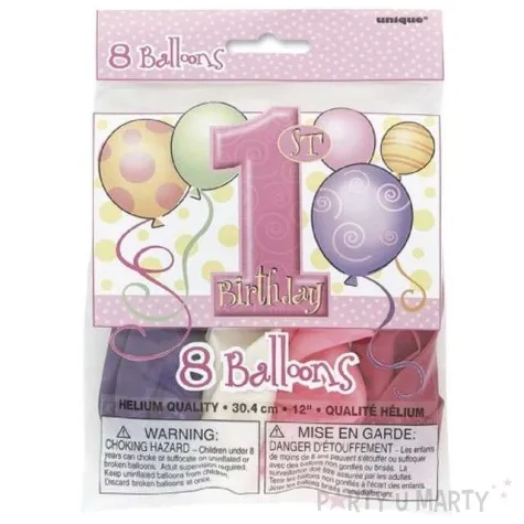 balony 12 urodziny 1 unique pastel mix pink 8 szt