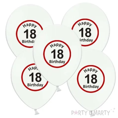 balony 12 urodziny 18 znak bialy pastel 5 szt