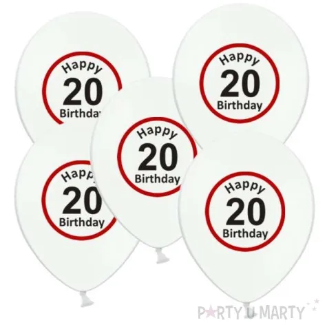 balony 12 urodziny 20 znak bialy pastel 5 szt
