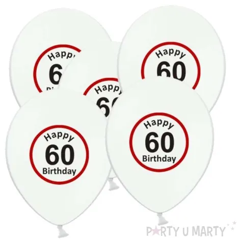 balony 12 urodziny 60 znak bialy pastel 5 szt
