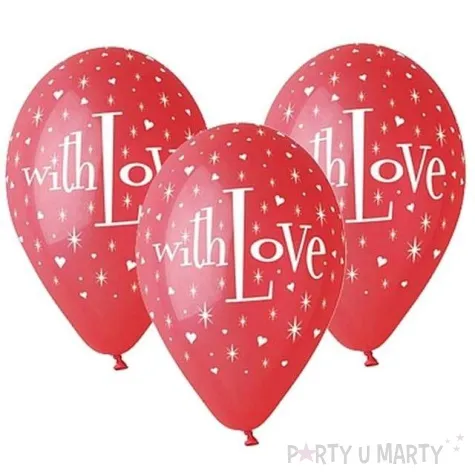 balony 12 with love gemar czerwone 5 szt