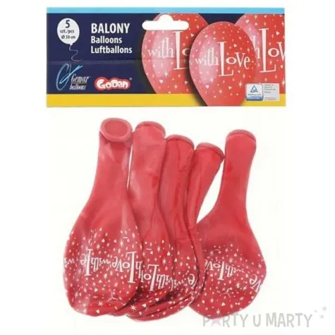 balony 12 with love gemar czerwone 5 szt
