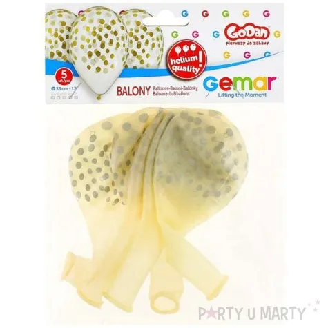 balony 13 konfetti zlote transparentne 5 szt